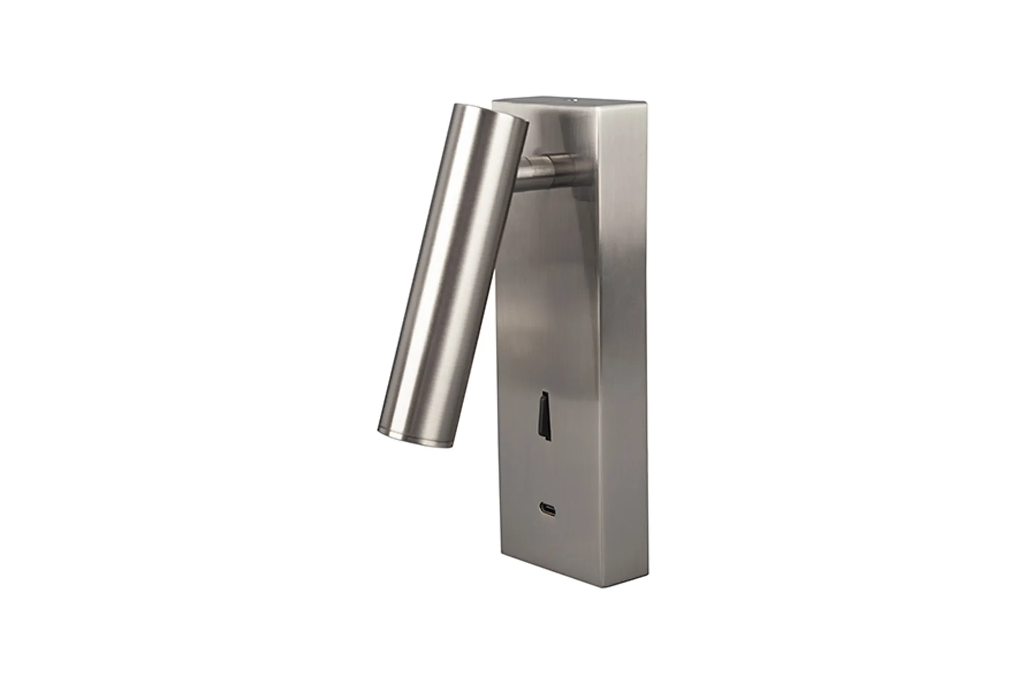 M8986  Tarifa III Switched Wall/Reading Light Adjustable With USB-C Socket, 3W LED, 3000K, 210lm, Switched, Satin Nickel, 3yrs Warranty